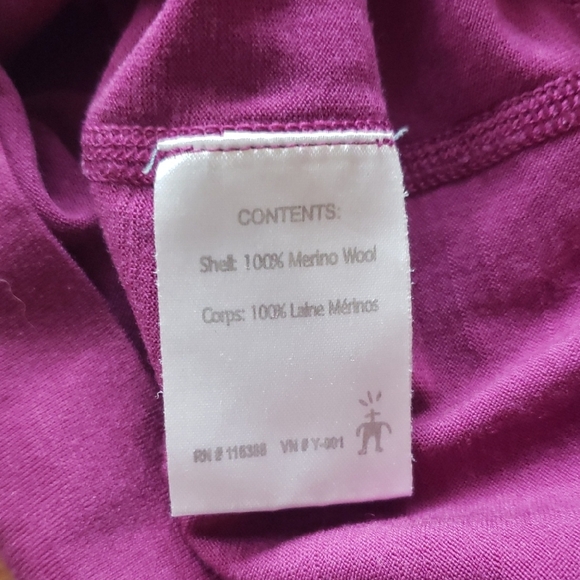Flawed Smartwool Purple Long Sleeve 100% Wool Baselayer Top Size Medium - Picture 9 of 9